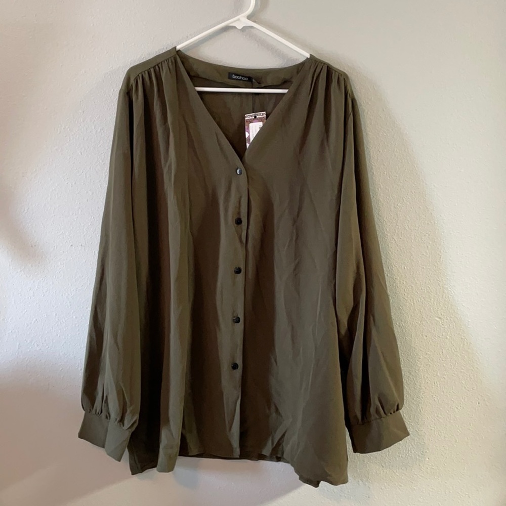 Button up collarless shirt